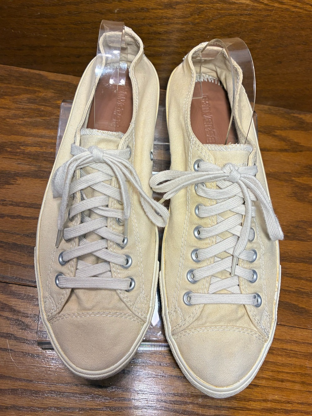 Converse All Star Low Profile Leather Insole Canvas Toe Sneakers Cream Men’s 11 - Picture 1 of 16